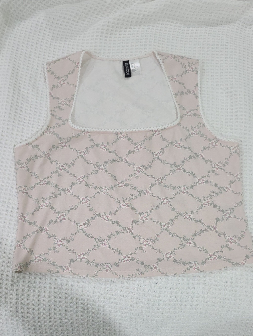 Soft Pink Floral Square-Neck Tank Top